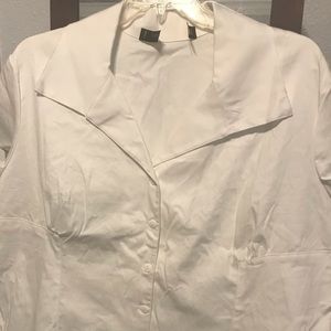 4XL White Button Up, Tie Front Top